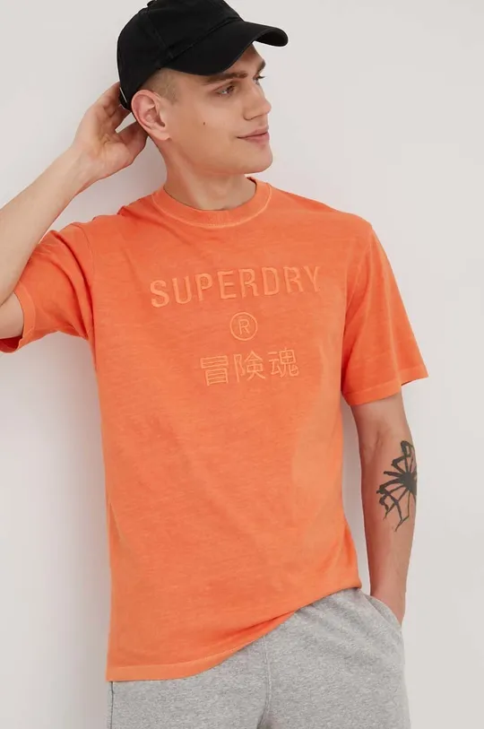 pomarańczowy Superdry t-shirt bawełniany