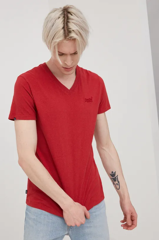 rdeča Bombažen t-shirt Superdry Moški
