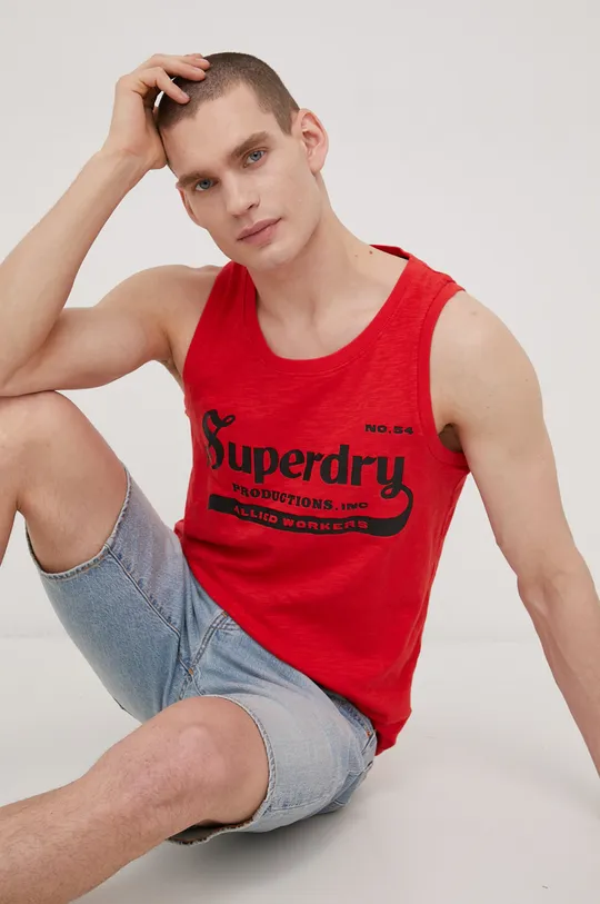 czerwony Superdry t-shirt bawełniany Męski