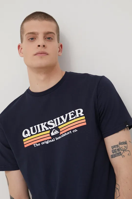 tmavomodrá Bavlnené tričko Quiksilver