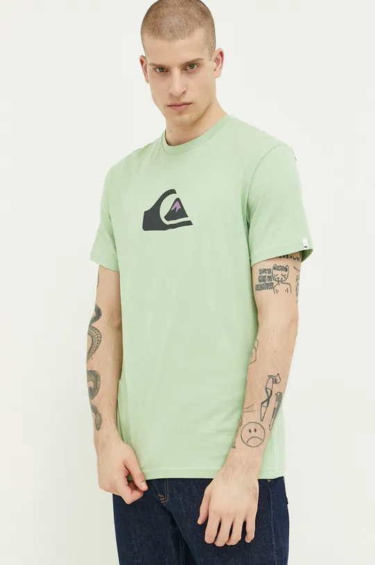зелений Бавовняна футболка Quiksilver