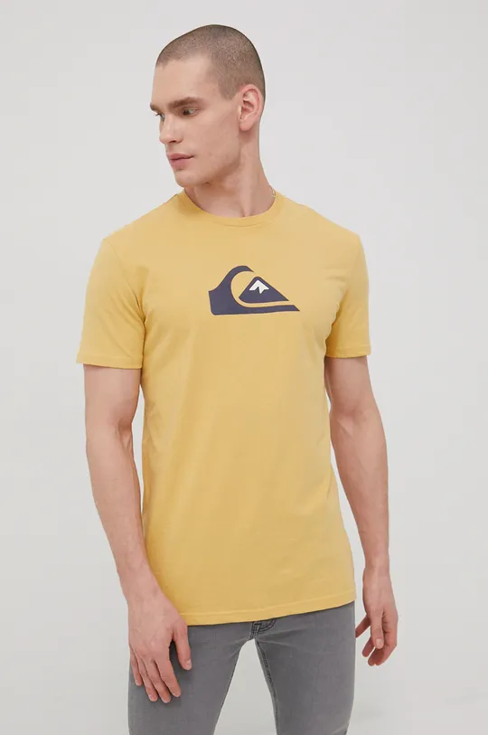 κίτρινο Βαμβακερό μπλουζάκι Quiksilver Ανδρικά