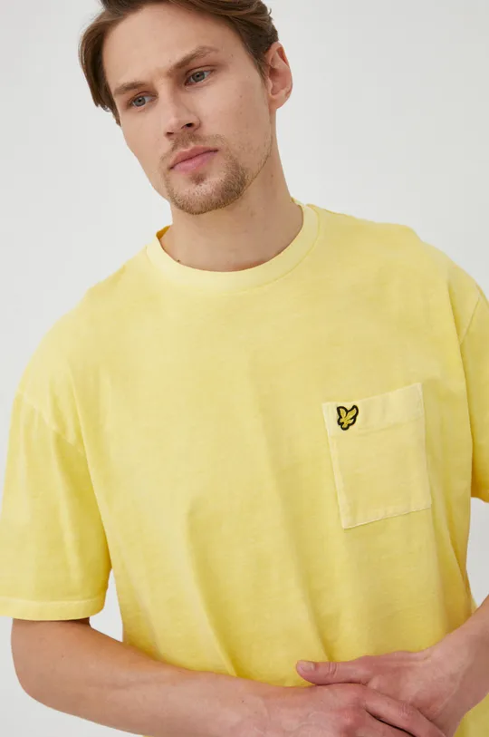 żółty Lyle & Scott t-shirt bawełniany