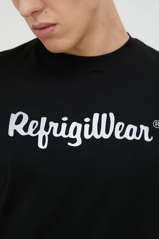 μαύρο Βαμβακερό μπλουζάκι RefrigiWear