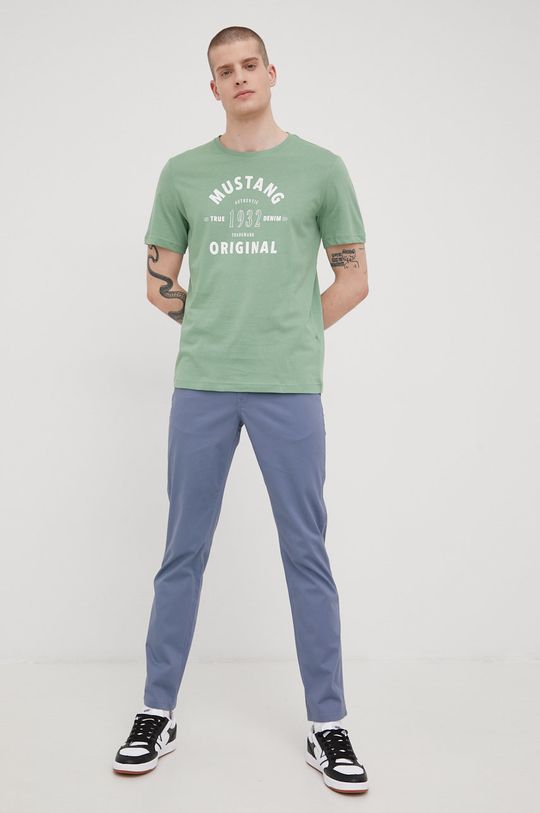 Mustang t-shirt bawełniany ostry zielony