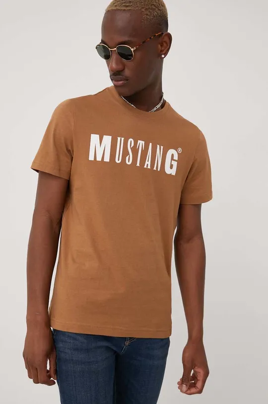 καφέ Βαμβακερό μπλουζάκι Mustang