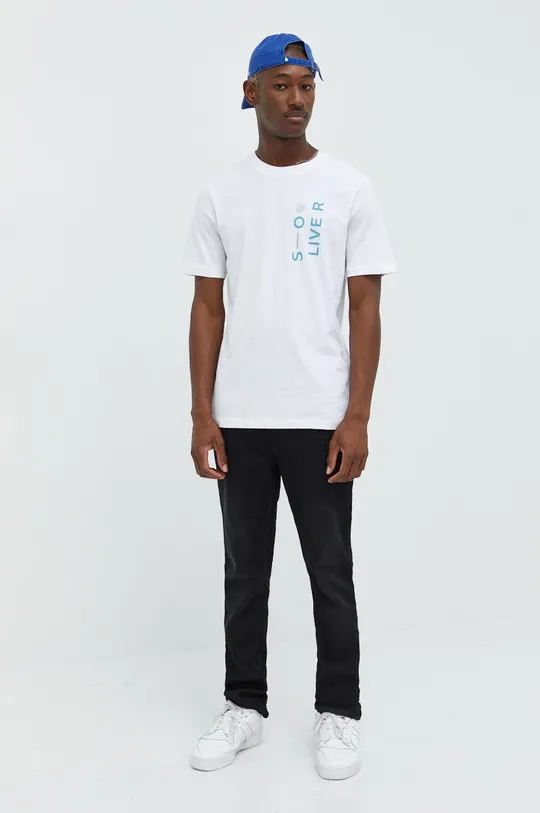 Βαμβακερό μπλουζάκι s.Oliver λευκό