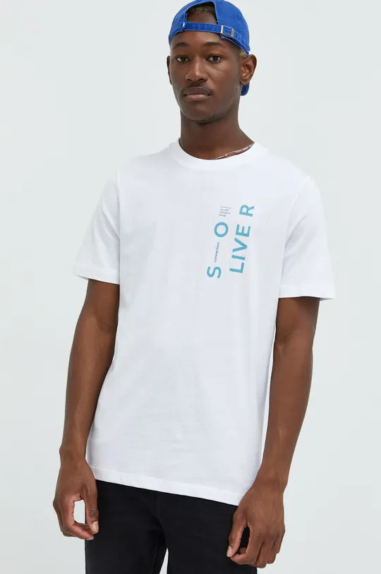 biały s.Oliver t-shirt bawełniany