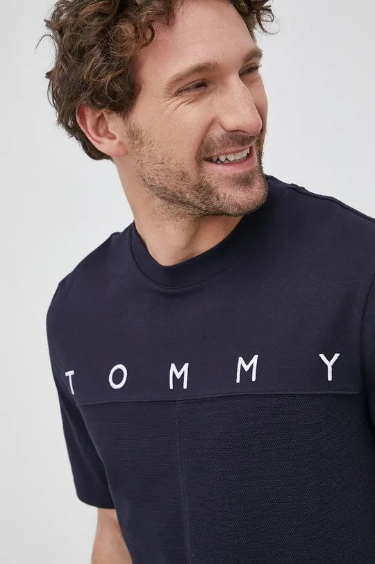 granatowy Tommy Hilfiger T-shirt bawełniany