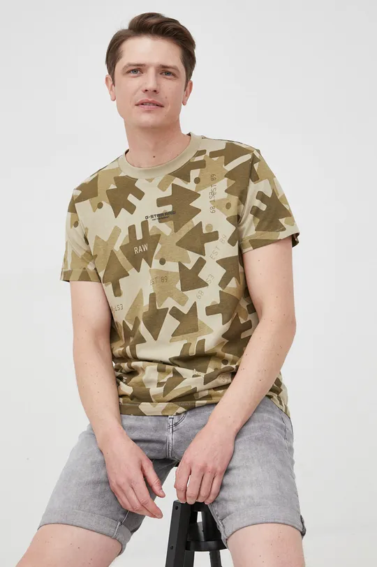 πολύχρωμο Βαμβακερό μπλουζάκι G-Star Raw Ανδρικά