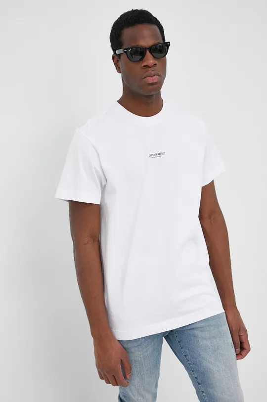 biały G-Star Raw t-shirt bawełniany D21377.C784 Męski