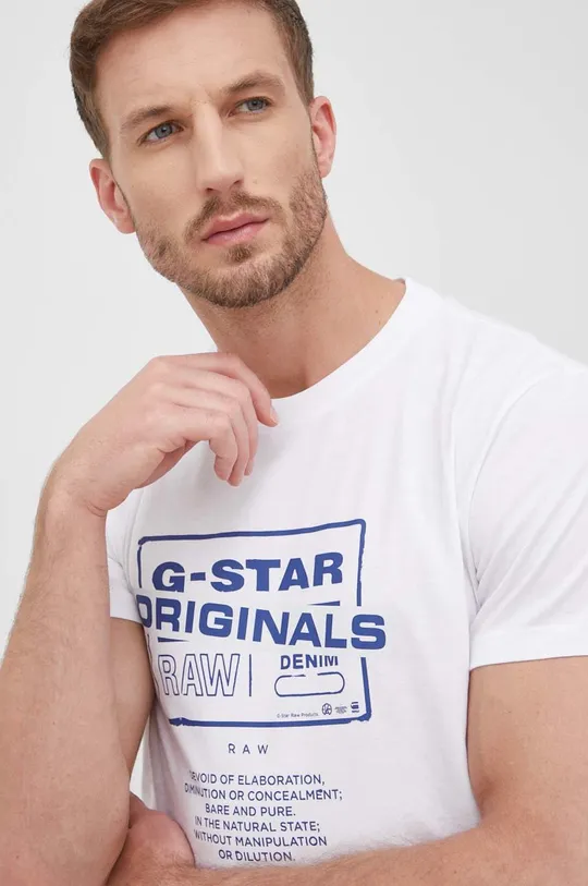 biały G-Star Raw t-shirt bawełniany D21181.336