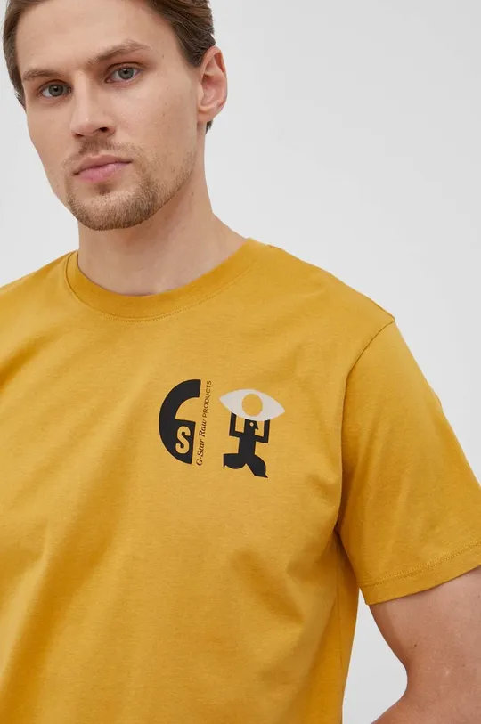 żółty G-Star Raw t-shirt bawełniany D21227.336