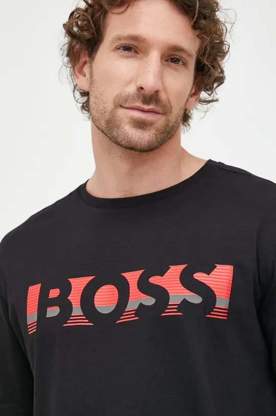 μαύρο Βαμβακερό μπλουζάκι BOSS Boss Athleisure