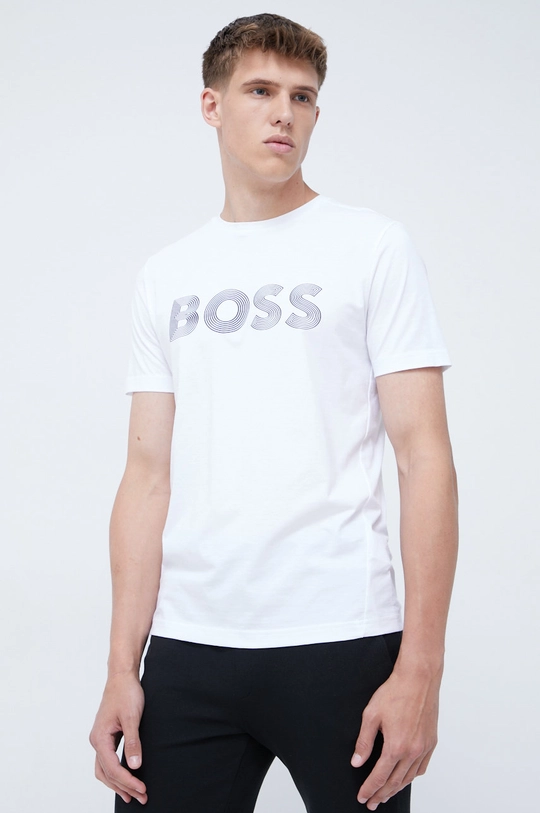 λευκό Βαμβακερό μπλουζάκι BOSS Boss Athleisure