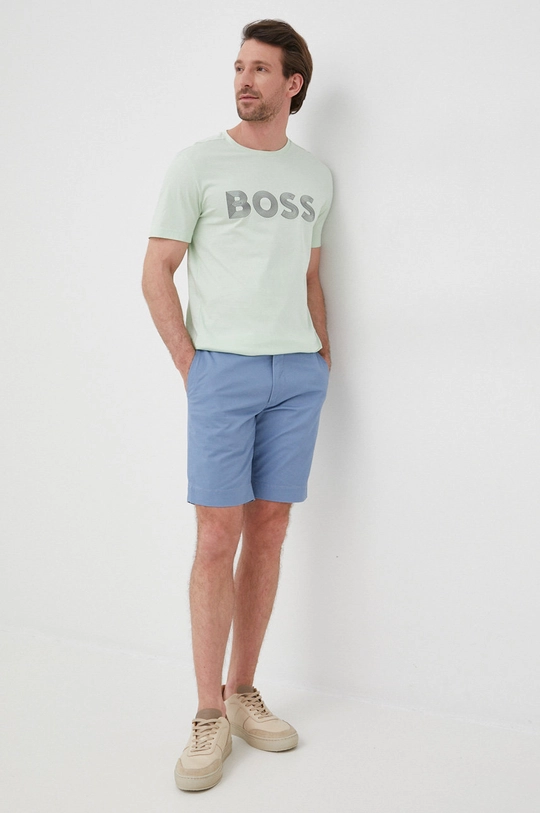 Βαμβακερό μπλουζάκι BOSS Boss Athleisure πράσινο