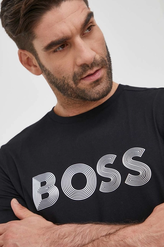 μαύρο Βαμβακερό μπλουζάκι BOSS Boss Athleisure