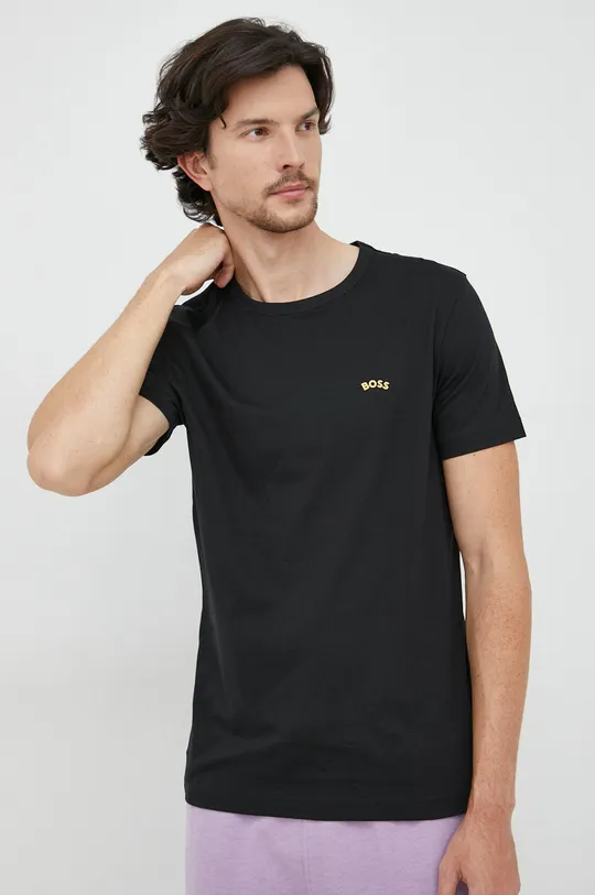čierna Bavlnené tričko BOSS Pánsky