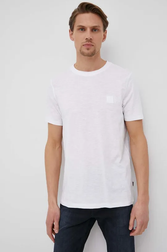 λευκό Βαμβακερό μπλουζάκι BOSS Boss Casual