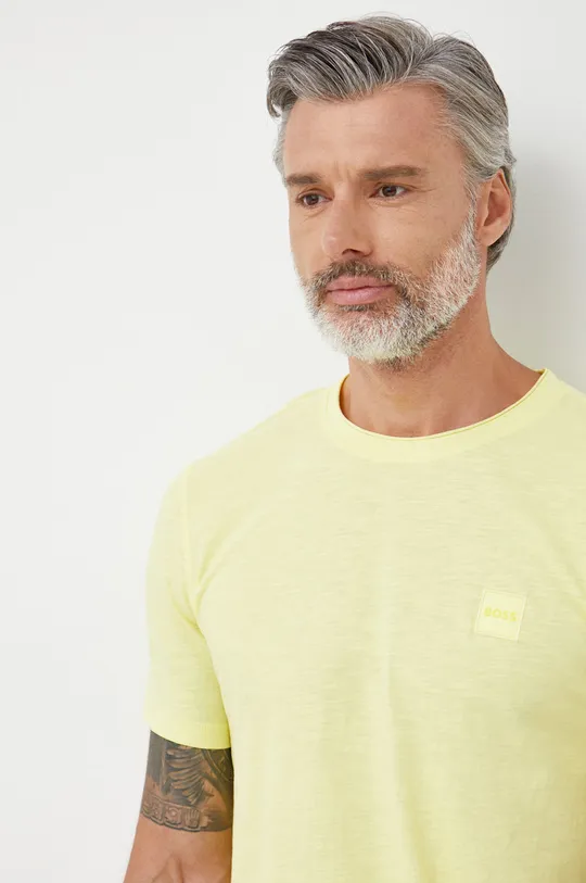 κίτρινο Βαμβακερό μπλουζάκι BOSS Boss Casual Ανδρικά