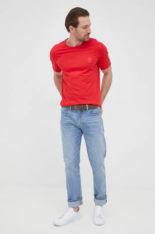 BOSS t-shirt bawełniany BOSS ORANGE 50467926 czerwony