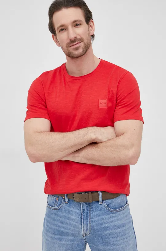 czerwony BOSS t-shirt bawełniany BOSS ORANGE 50467926