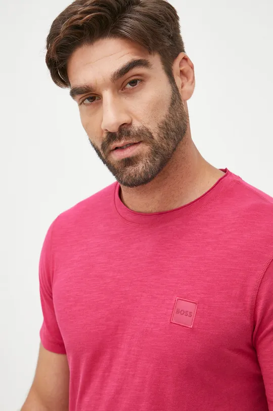 ροζ Βαμβακερό μπλουζάκι BOSS Boss Casual Ανδρικά