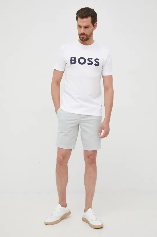 Βαμβακερό μπλουζάκι BOSS Boss Casual λευκό