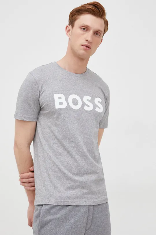γκρί Βαμβακερό μπλουζάκι BOSS Boss Casual Ανδρικά