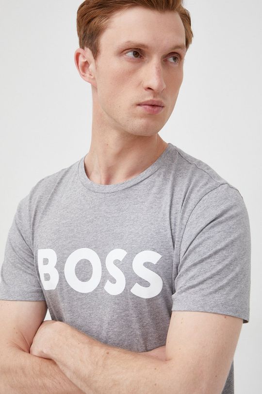 svetlosivá Bavlnené tričko BOSS Boss Casual