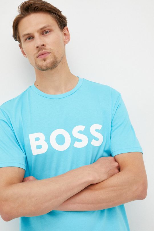modra Bombažna kratka majica BOSS Boss Casual