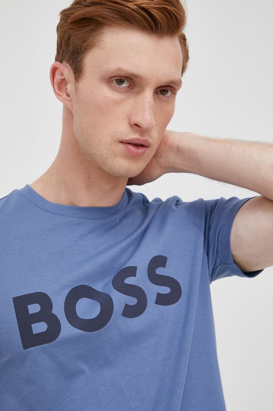 modrá Bavlnené tričko BOSS Boss Casual