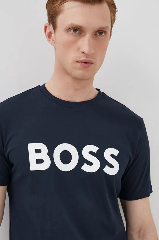 tmavomodrá Bavlnené tričko BOSS Boss Casual