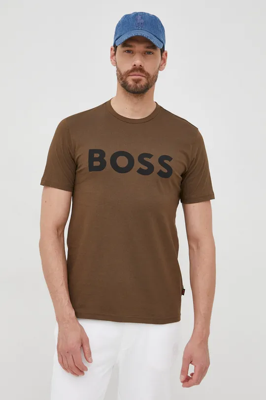 zelená Bavlnené tričko BOSS Boss Casual Pánsky