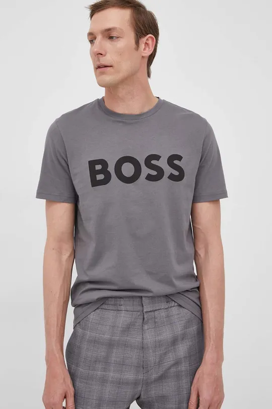 szürke BOSS pamut póló Boss Casual