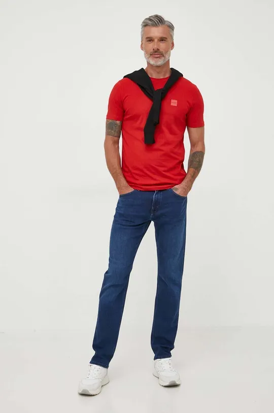 Βαμβακερό μπλουζάκι BOSS BOSS CASUAL κόκκινο