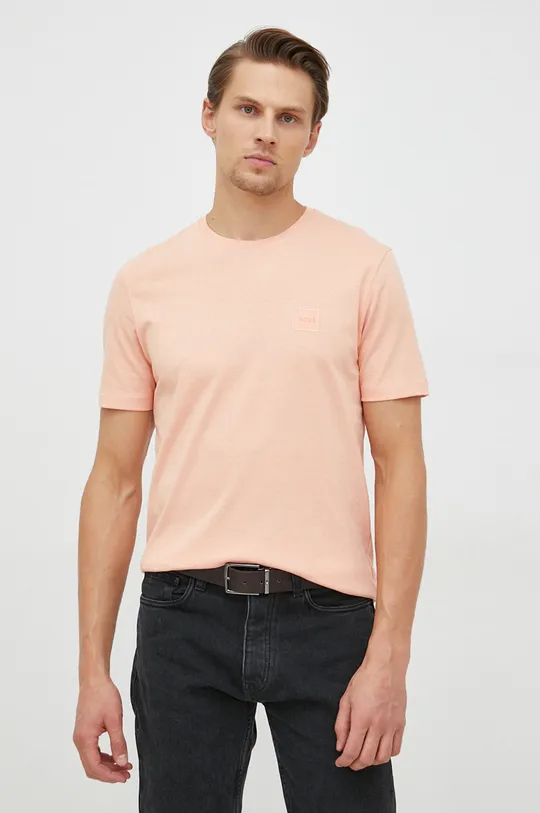 oranžna Bombažna kratka majica BOSS Boss Casual Moški