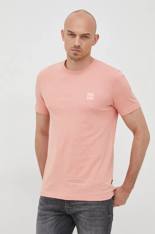 ροζ Βαμβακερό μπλουζάκι Boss Boss Casual Ανδρικά
