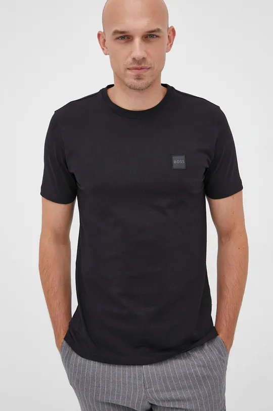 czarny BOSS t-shirt bawełniany BOSS ORANGE 50472584 Męski