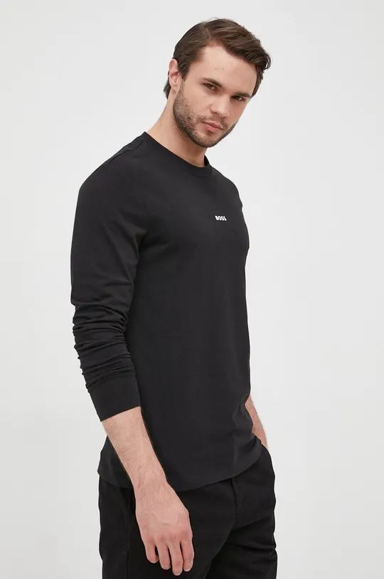 μαύρο Longsleeve BOSS Boss Casual Ανδρικά