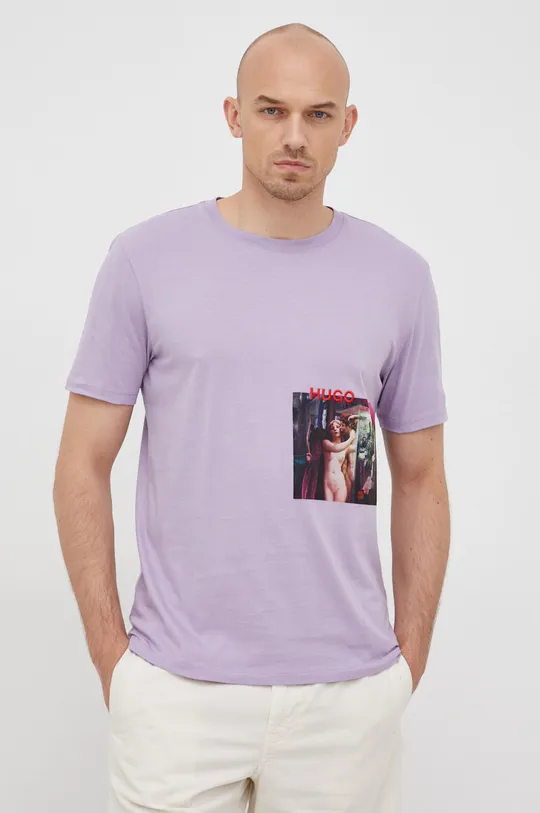 fioletowy HUGO t-shirt bawełniany HUGO x Alexey Kondakov COLLAB 50465934 Męski