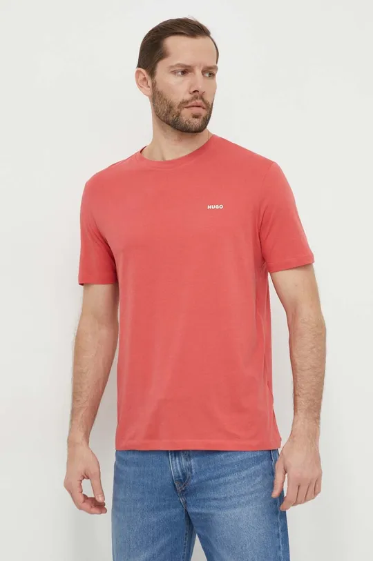 červená Bavlnené tričko HUGO Pánsky