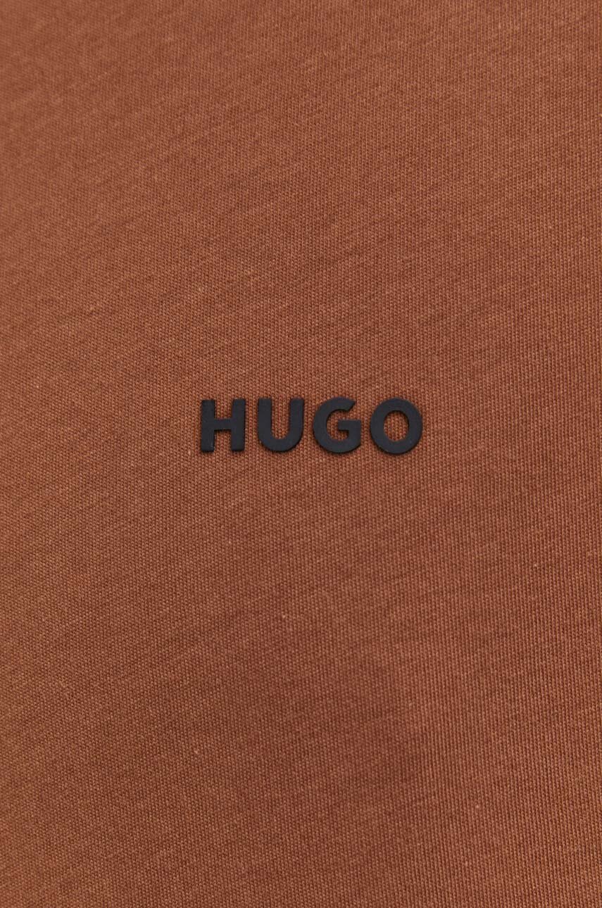 Бавовняна футболка HUGO колір коричневий однотонний | ANSWEAR.ua