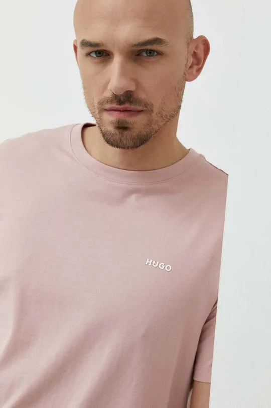 pastelově růžová Bavlněné tričko HUGO