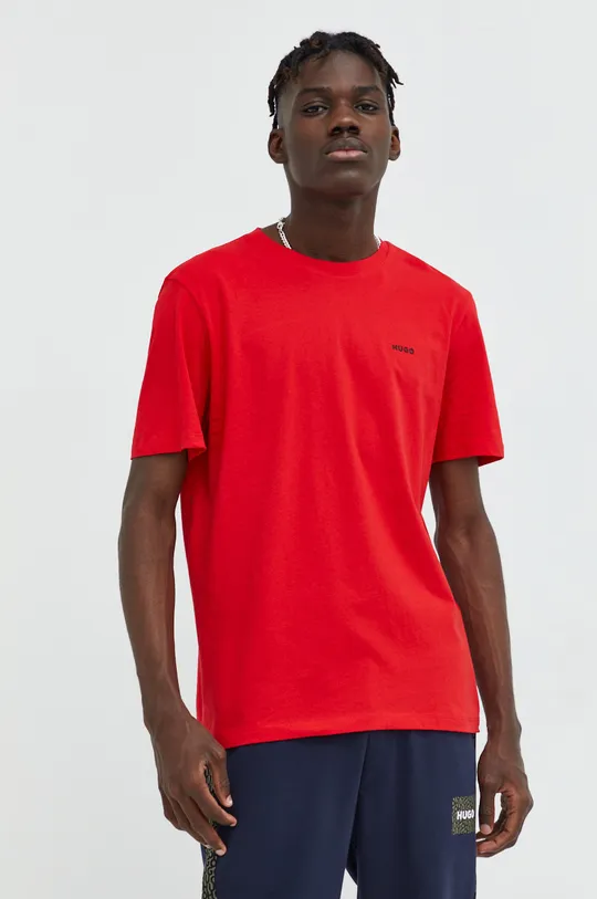 κόκκινο Βαμβακερό μπλουζάκι HUGO Ανδρικά