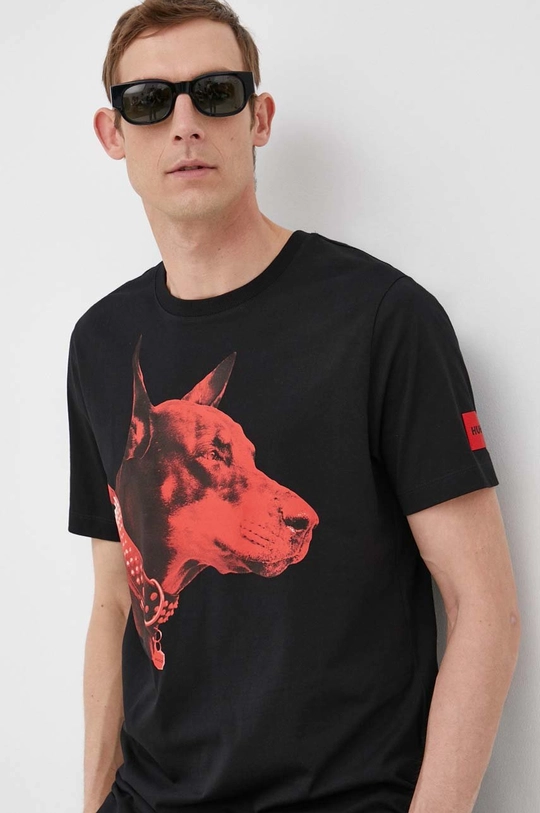 czarny HUGO t-shirt 50467411 Męski