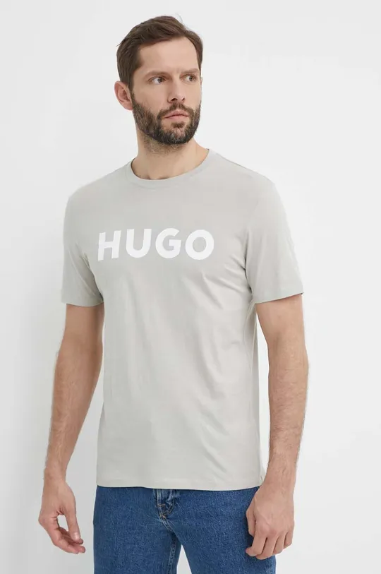Бавовняна футболка HUGO сірий