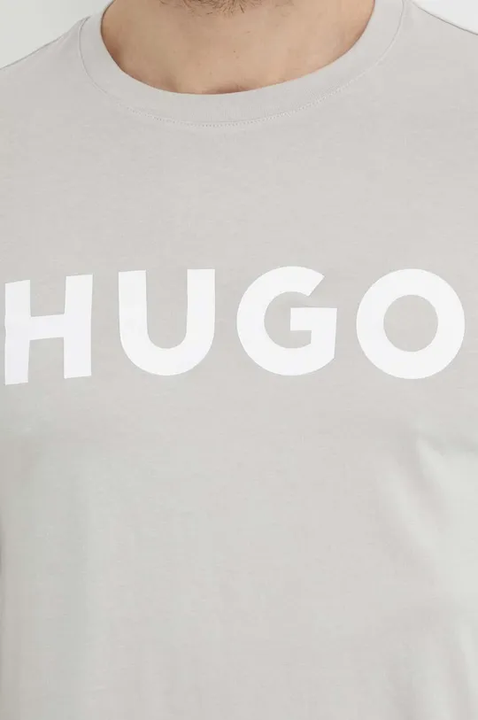 szary HUGO t-shirt bawełniany