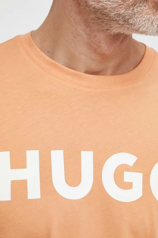 oranžna Bombažna kratka majica HUGO