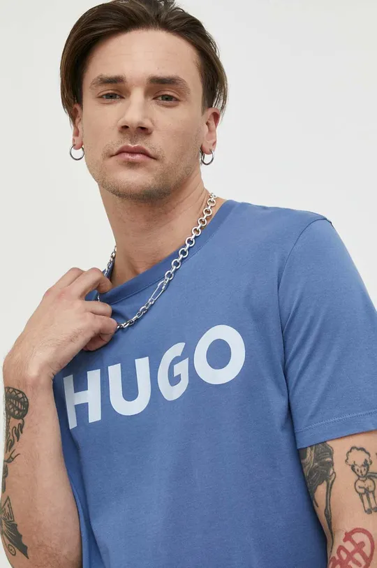 fioletowy HUGO t-shirt bawełniany Męski